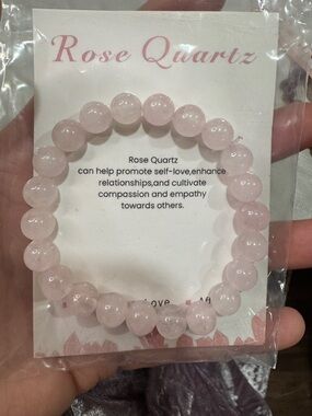 Rose quartz Beaded Stretch Bracelet - Pink